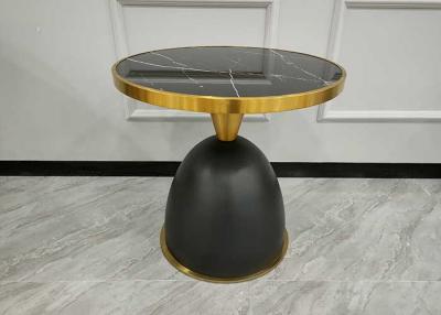 China Rock Slab Inlaid Black Powder Coated Metal Frame Coffee Table Modern for sale