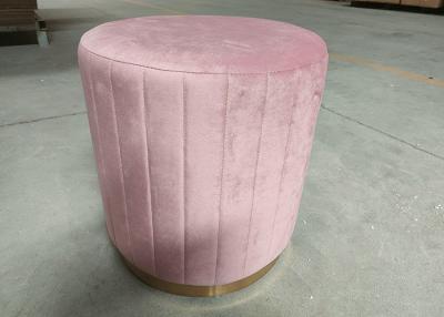 China Pink Color Kitchen 43cm High Velvet Round Stool Internal Foam for sale