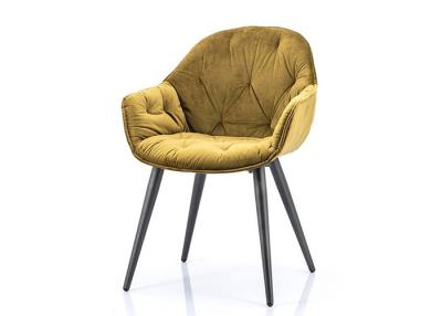 China Modern Style 86cm Velvet Fabric Dining Chair Black Coated Metal Leg for sale