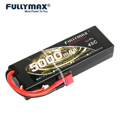 中国 2S Lipo Rcのカー・バッテリー5000mah 45Cのリチウム ポリマー電池7.4v 販売のため