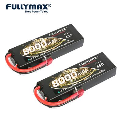Cina pacchetti su ordinazione della batteria della batteria 8000mah 7.4V 45C Rc di 2s Lipo con decani T Plug in vendita