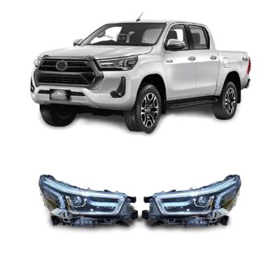 China Manufacturer Wholesale 4X4 ABS Plastic LED Headlight Car Light for Toyota Hilux Revo Rocco 2020 2021 for sale