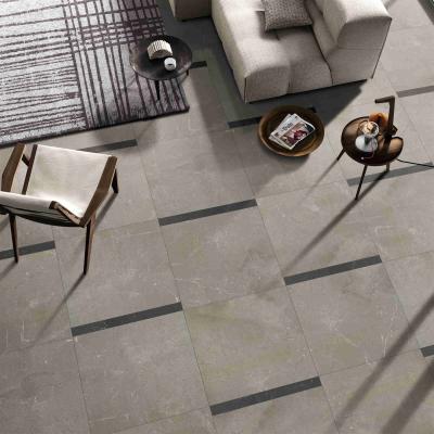 China Cream Beige Modern Bathroom Floor Tile , Slip Proof Stone Look Floor Tile for sale