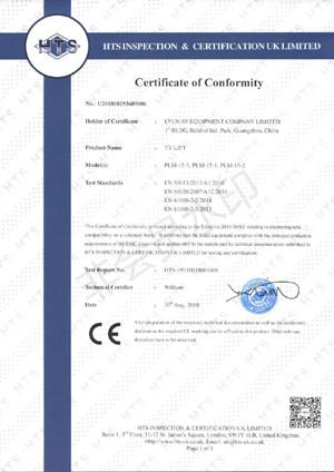 EMC Certificate for Lyln TV Lift - Lyln AV Equipment Company Limited
