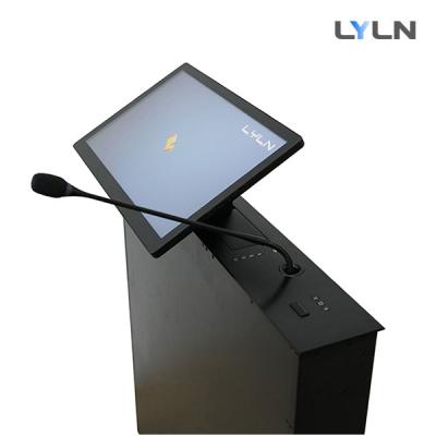 China Motorized Retractable Screen with Built-In Foldable Function Integrated With Gooseneck Microphone en venta