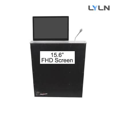 China High Sensitive Motorized Retractable 15.6inch FHD Lcd Monitor With Motorized MIC Lifting Synchronously for sale
