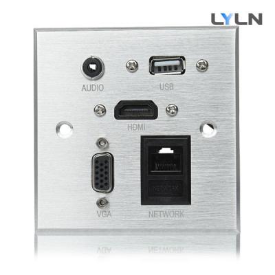 China Silver / Black Color AV Wall Plate With 3.5mm Stereo And RJ45 Port for sale