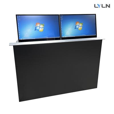 China Motorized Retractable Computer Monitor Side By Side LYLN AMX Crestron Compatible for sale