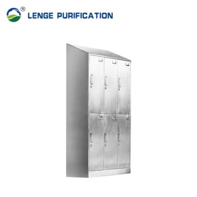 China Cleanroom Stainless Steel Furnishing Cabinet Six Door Sloping Top With Handle for sale