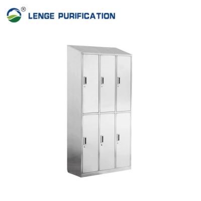 China Six Door Stainless Steel Furnishing Sloping Top Stainless Steel Cabinet With Lock for sale