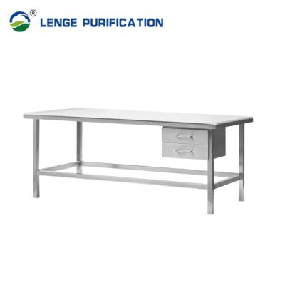 China Hospital Stainless Steel Furnishing 1400mm X 800mm X 800mm Fully Welding Stainless Steel Table With Drawer for sale