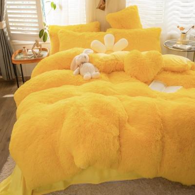 China European and American Style Solid Color Thickened Warm Mink Velvet Duvet Bedding Set for sale