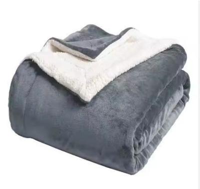 China Luxo e conforto com o nosso moderno cobertor Sherpa de flanel cinza para todas as estações à venda