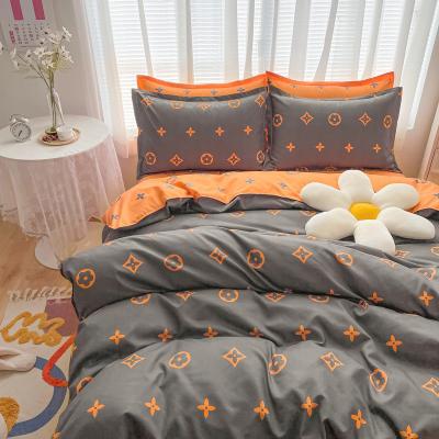China 200TC Washed Cotton Luxury Printed Polyester Duvet Cover Bed Sheet Bedding Set for King for sale