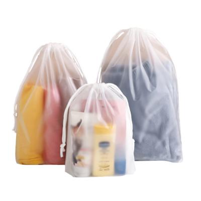China PE EVA Frosted Poly Drawstring Bags , Waterproof Small Plastic Drawstring Bags for sale