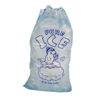 China Reusable Injecting LDPE 1.5mil Drawstring Ice Bag Biodegradable for sale