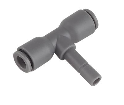 China Collet Plug In Tee Water Hose Connector Push Lock Tube Fittings In Gases / Fuel / Liquids for sale