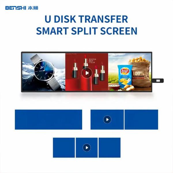 Quality 36 Inch Double Screen Stretched Bar LCD Display , Supermarket Shelf Digital for sale