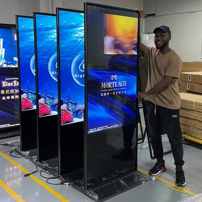 China Interactive Floor Standing Touch Screen Kiosk Media Player 100 Inch 85 Inch 75 Inch 65 Inch for sale