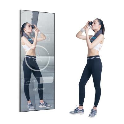 China Fitness Magic Mirror Digital Signage Touch Screen Kiosk For Workout Exercise for sale