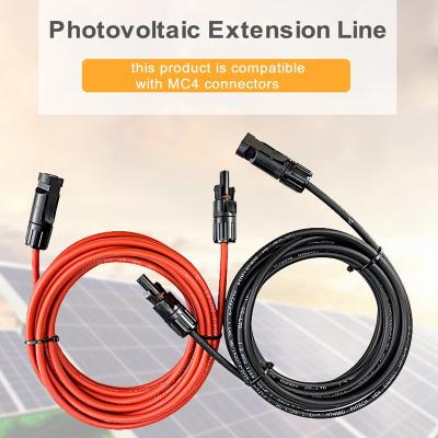 China Black Solar Panel Extension Cable 10 Feet 10AWG 6mm2 Solar Extension Cable for sale
