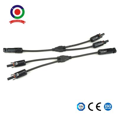 China 1 Pair Y Branch Parallel Solar Panel Adaptor Cable Connectors 1M2F + 2M1F for sale