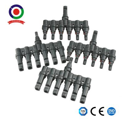 China Solar Panel T Branch 6 To 1 6M/F + 6F/M Cable Connector Solar Wire Connectors for sale