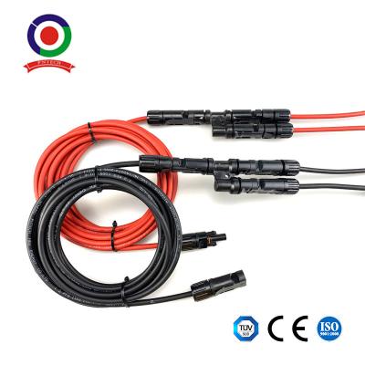 China Black And Red Uv Resistance 4mm2 6mm2 Pv Connector Solar Panel Extension Cable for sale