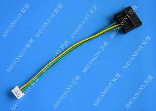 Quality Molex Black Large 4Pin To Small 4Pin Green Yellow Power Transfer Wire Harness for sale