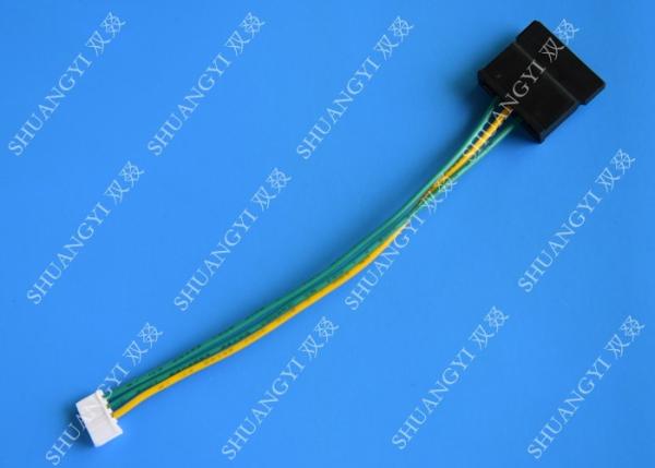 Quality Molex Black Large 4Pin To Small 4Pin Green Yellow Power Transfer Wire Harness for sale