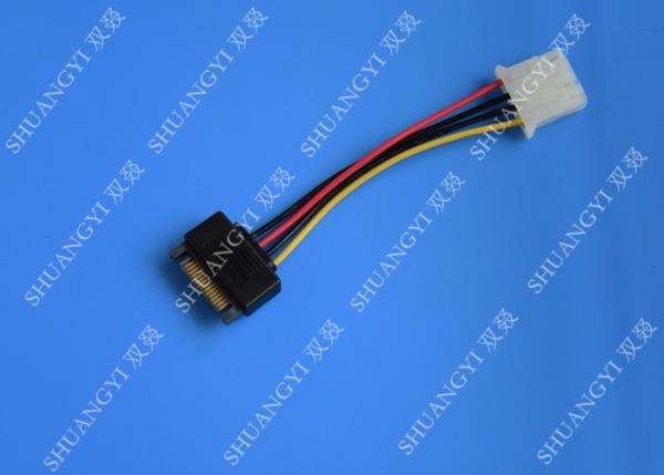 Quality 5.08mm Braided Molex 4 Pin SATA Power Cable 15 Pin Male To Male For Hard Disk for sale