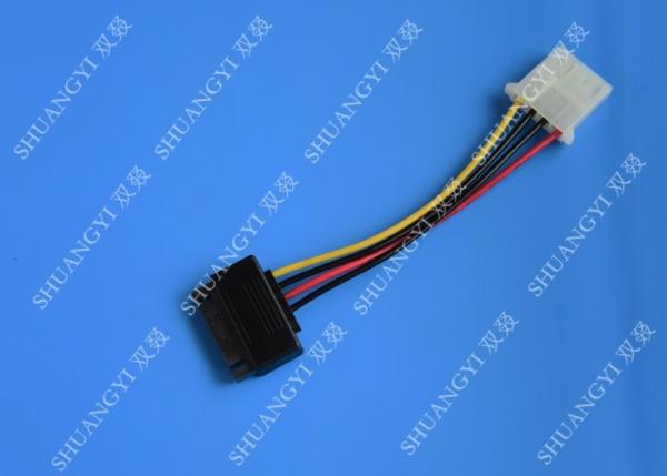 Quality 5.08mm Braided Molex 4 Pin SATA Power Cable 15 Pin Male To Male For Hard Disk for sale