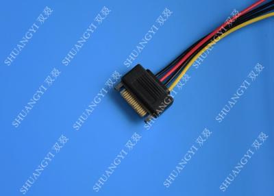 Quality 5.08mm Braided Molex 4 Pin SATA Power Cable 15 Pin Male To Male For Hard Disk for sale