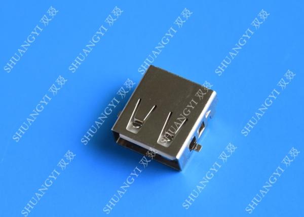 Quality DIP 180 Degree Jack Socket 4 Pin USB Charging Connector , 15mm USB 2.0 Female Type A Connector for sale