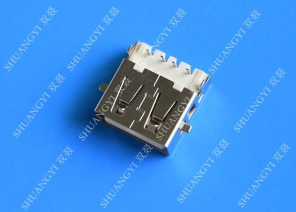 Quality DIP 180 Degree Jack Socket 4 Pin USB Charging Connector , 15mm USB 2.0 Female for sale