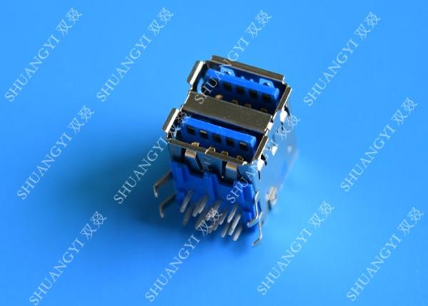 Quality Double Layers Female USB Micro Connector Type A Right Angle 8 Pin DIP Jack for sale