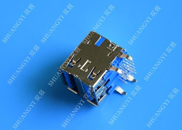 Quality Double Layers Female USB Micro Connector Type A Right Angle 8 Pin DIP Jack for sale