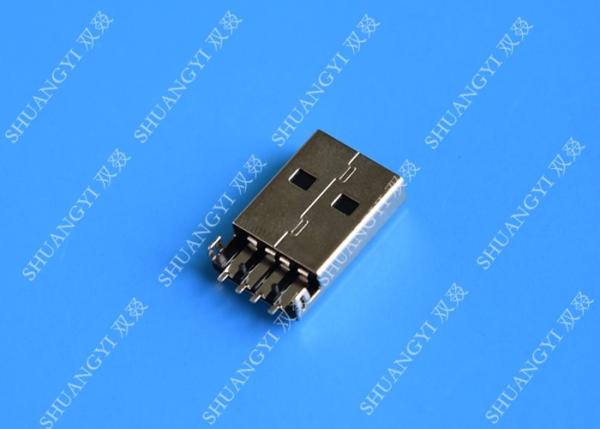 Quality USB 2.0 A Male USB Charging Connector , Plug Jack Mounting Solder 4 Pin PCB for sale