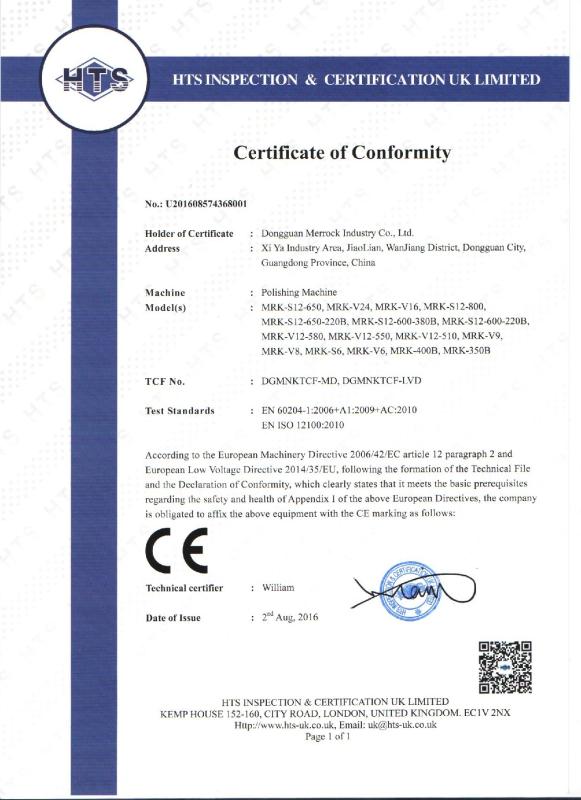 CE - Dongguan Merrock Industry Co.,Ltd