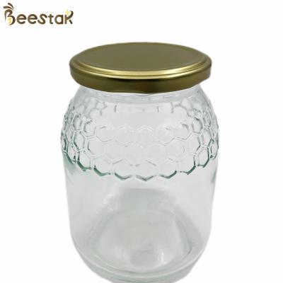 China EU Style Honey Jar 746ml Honey Packaging Glass Storage Jar With Mental Lid for sale