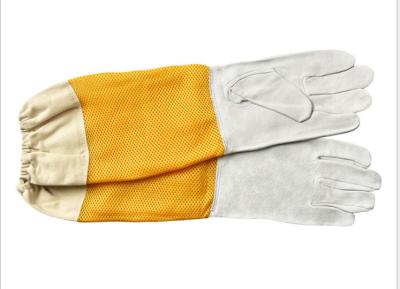 China High quality white sheepskin beekeeping gloves with yellow soft ventilated for sale