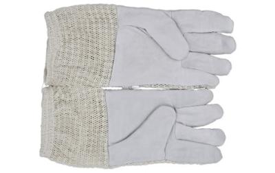 China Three Layer Cotton Mesh Goatskin Beekeeping Gloves with White Short  Sleeve for sale