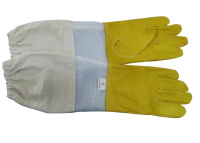 China Yellow safety gloves for beekeeping With White Ventilated Wrist for sale