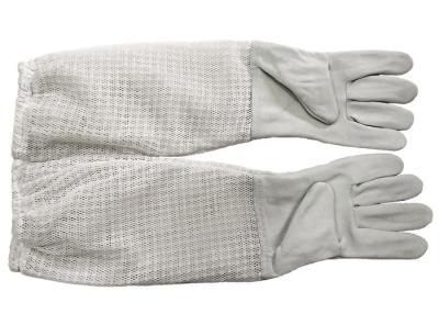 中国 3つの層の長い通気性の袖口の白い羊皮の養蜂の手袋 販売のため