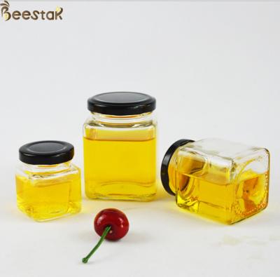 China Classic Square Candy Vegetable Salad Jam Honey Jar And Spoon 50ml-730ml With Screw Cap for sale