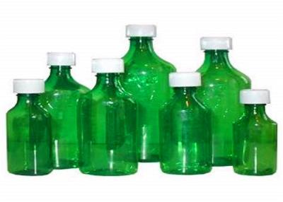 China Dispensary Green Color Liquid Medicine Bottles , Liquid Prescription Bottles Screw Top Closure for sale