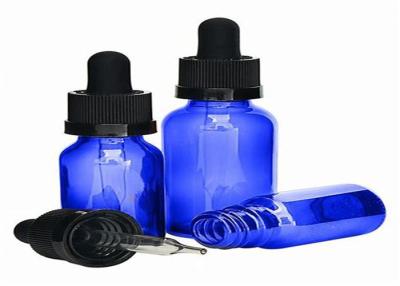 China Portable Blue Glass Dropper Bottles Multifunctional High Durability With Even Thickness for sale