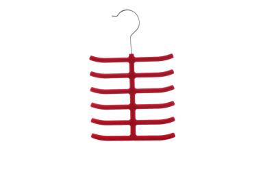 China Six Layers Luxury Non - Slipping Velvet Flocked Clothes Hangers Organise Ties for sale