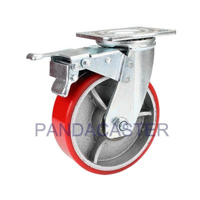 中国 6インチの足車の車輪、二重ロック ブレーキが付いている頑丈な旋回装置の足車 販売のため