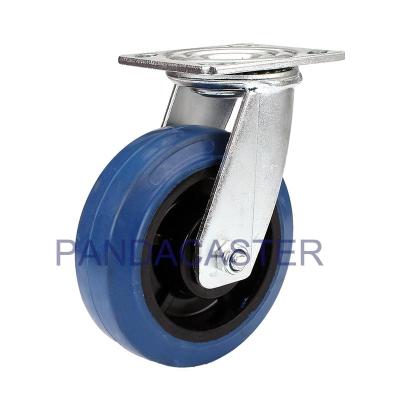 China 6 Inch Heavy Duty Swivel Casters , Blue Super Elastic Rubber Wheels for sale